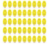 VICASKY 60pcs Chick Mini Chickens Chicks Baby Chicken Pieces Plastic Parts Easter Coop N Fluffy Peeps Cartoon Little Yellow Decoration Resin Cupcake Toppers Plush