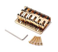 VICASKY 65mm 6 String Electric Guitar Bridge Tailpiece in Golden Metal with Solid Construction and Height Adjustable Design, Featuring Back Load Strings and Sweet Tone for Bass