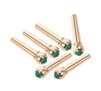 VICASKY 6pcs Acoustic Guitar Replacement Parts Brass Bridge Pins with Green Crystal Inlays 28mm String Pegs for Acoustic Guitar Performance and Gigs