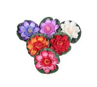 VICASKY 6pcs Artificial Floating Lotus Flowers 10cm Mixed Colors, Simulation Lotus Decor for Fish Tank, Pond and Fountain Water Garden Decoration Random Color