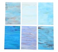 VICASKY 6pcs Blue Mica Glass Sheets for DIY Mosaic and Stained Glass Craft, Design Water Ripple Effect, for Party Decoration and Office Use