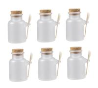 VICASKY 6pcs Bottles and Portable Storage Jars 100g with Cork Lids and Wooden Spoons, Sealed Refillable Containers and Spa Use