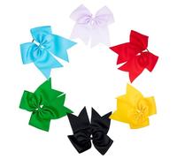 VICASKY 6pcs Bowknot Hair Ties Large Big Bow Ribbon Hair Ropes Webbing Material Easy to Wear Easy to Take off Lovely Chic Style Assorted Color for Women Girls at Home Or on Trips