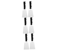 VICASKY 6pcs Cheering Cow Bells Handle for Sports Events Parties and Football Makers for Celebrations and Safety Signals White