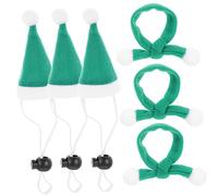 VICASKY 6pcs Christmas Pet Hat and Scarf Set for Dogs and Cats Elastic Xmas Costume Accessories Green Holiday Easy to Wear Festive Outfit Supplies