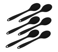 VICASKY 6pcs Cooking Tasting Spoons Silicone Spoons for Eating Buttering Salad Nonstick Kitchen for Cooking Silicone Stirring Soup Black