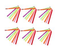 VICASKY 6pcs Dance Ribbons Streamers with Smooth Non-Slip Wands Rainbow Colorful Rhythmic Gymnastics Twirling Ribbons for Hand-Eye Coordination Festival Shows Birthday Parties and Artistic