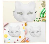 VICASKY 6pcs DIY White Fox Cat Masks Half Face Lace Masquerade Party Favors for Halloween Cosplay with Ergonomic Fit and Unique Handmade Design