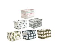 VICASKY 6pcs Drawer Storage Containers Folding Storage Bins Closet Baskets for Shelves Clothes Container Shelf Basket Foldable Cube Bins Cotton Linen