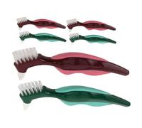 VICASKY 6pcs Dual-Head Denture Cleaning Brush for Seniors Portable False Teeth Toothbrush with Non-Slip Handle Hard Bristle Gum Massaging Tool for Daily Home Use and Travel