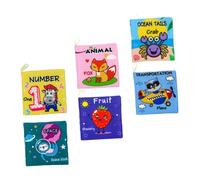 VICASKY 6pcs Early Education Cloth Books for Animal Fruit Space Ocean Traffic Recognition Interactive Sensory for Cognitive Development and Parent Bonding
