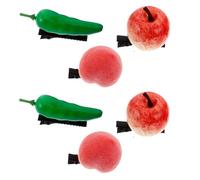 VICASKY 6pcs Faux Fruit Hair Clips Creative Claw Clips for Adults Unique Peach Apple and Pepper Design Fun Hair Accessories for Parties and Live Streams