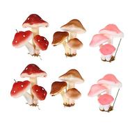 VICASKY 6pcs Froth Iron Wire Artificial Mushroom Micro Landscape Adornment Assorted Colour Decorative Garden Landscape Ornament for Living Room and Bedroom Random Color
