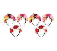 VICASKY 6pcs Halloween Flower Headband Masquerade Hair Accessories Party Flower Headband Goth Accessories Mexican for Women Day Dead Costume