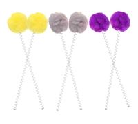 VICASKY 6pcs Interactive Cat with Suction Cup and Spring Bell, Indoor Cat Teaser Stick Set with Fuzzy Balls in Yellow, Purple, and Grey for Play and Exercise