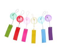 VICASKY 6pcs Japanese Wind Chimes Colored Glass Bells with Edo Style Design for Garden Balcony Patio Hanging Ornament Home Decoration