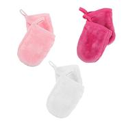 VICASKY 6pcs Microfiber Facial Cleansing Gloves Soft Absorbent Makeup Remover Mitts for Women Breathable Face Cleaning Tool White Pink Rose Red for Sensitive Skin