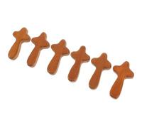 VICASKY 6pcs Mini Wooden Prayer Cross Set, Small Brown Handheld Wood Crosses 6×3.4×1.2cm, Catholic Christian Festival Ornament for Home Décor and Religious Easter Crafts