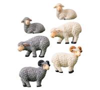 VICASKY 6pcs Miniature Sheep Figurines Small Resin Goat Models for Living Decor Compact Playful Animal Statues for Garden Moss Tabletop Craft Display