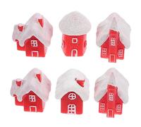 VICASKY 6Pcs Miniature Snow House Models Christmas Decorations Xmas Elements Figures Festive Micro Landscape Craft Supplies for Home and Party Holiday Display