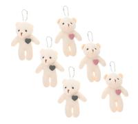 VICASKY 6pcs Plush Stuffed Bear Keychain Cute Cartoon Animal Pendant for Bags and Backpacks Adorable Miniature Keyring Charms present for Loved Ones