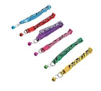 VICASKY 6Pcs Printed Pet Collar Bell for Dogs and Kittens Breathable and Stylish Neck Rings with Charming Designs for Daily Use and Parties Red Yellow Green Blue Purple Rose