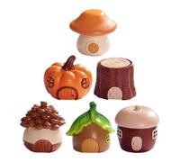 VICASKY 6pcs Resin Miniature Mushroom Cottage Fairy Garden Decor with Forest Elements, Creative Micro Landscape Garden Accessories for Desktop and Micro Landscape Decoration