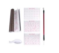 VICASKY 6pcs Reusable Chinese Water Writing Mats Set Cloth Calligraphy Practice Mats with Grid 13x17 Inches Save Paper and Ink Writing Disappears after Few Minutes for Random Color