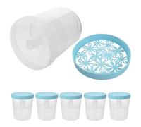 VICASKY 6Pcs Reusable Plastic Moisture Absorber Buckets with Blue Lids - Empty Humidity Absorber Containers for Closet and Bathroom - Portable Small Dehumidifier Boxes for Indoor Damp