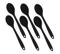 VICASKY 6pcs Silicone Tablespoon Soup Serving Spoons Nonstick Kitchen Spoon Stirring Cooking Kitchen Tool Mixing Cooking Tasting Noodle Black