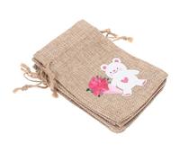 VICASKY 6Pcs Small Linen Burlap Drawstring Bags 10X14Cm for Valentines Day Party Favors, Candy Pouches, Jewelry Pouches Bulk Goodie Bags for Wedding and Festival
