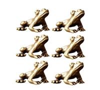 VICASKY 6pcs Solid Brass Frog Tea Pet Animal Figurines for Home and Office Desk Decor Stable and Realistic Brass Ornaments Collectible Desktop Decorations