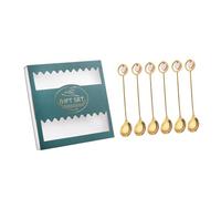 VICASKY 6pcs Stainless Steel Heart Pendant Stirring Spoons for Coffee Tea Iced Drinks Dessert Gift Boxed Mixing Utensils for Home Cafe Party Use