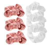 VICASKY 6Pcs Ties Elastic Ponytail Holders Soft Comfortable Hair Bands for Women Non Slip Scrunchies Gold and White Suitable for Parties and Daily Wear