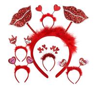 VICASKY 6pcs Valentine Heart Headband Love Headband for Adults Party Hair Accessories Sparkling Sequins for Valentines Day Festival