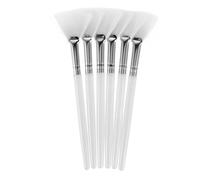 VICASKY 6pcs White Fiber Fan Facial Mask Brushes Set for Easy to Hold Application, Soft Makeup Tools That Won't Smudge Hands, for Skin Treatment and Beauty Care