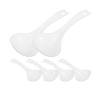 VICASKY 6pcs White Pp Serving Spoons Practical and Labor-Saving Deep Porridge Spoons for Home and Garden Use Reusable Rice and Buffet Server