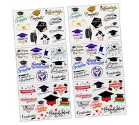 VICASKY 6sheets Graduation Season Tattoo Stickers Body Art Temporary for Graduation Party Boys and Girls
