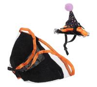 VICASKY 7 Inch Halloween Mini Desk Goose Outfits with Orange Witch Cloak and Mini Hat, Polyester Comfortable Fabric, Easy to Wear for Table or Shelf Displays and Holiday Decor