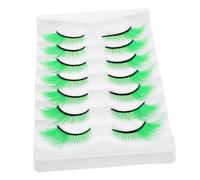 VICASKY 7pairs Voluminous and Dense Green False Lashes Irish Festival Design for St Patrick's Day Reusable Adhesive for Theater and Party