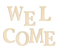 VICASKY 7pcs Beige Letters Shaped Wooden Craft Decorations Made from Smooth Synthesis Material Without Burrs, for Birthday Parties and Home Wall Décor