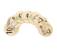 VICASKY 7pcs Discs Wooden Growth Cards Decorative Month Markers for Newborn Photography Unisex Announcement Signs Safe and Smooth for Adorable Photos