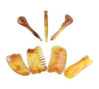 VICASKY 7pcs Gua Sha Scraper and Facial Massager Set, Natural Stone Skin Scraping Board for Face and Body, Therapeutic Muscle Massage Tool Suitable for Facial and Full Body Care