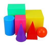 VICASKY 7Pcs Large Geometric Building Blocks Portable Cylinder Cube Cone Teaching Tools for Shape Recognition and Fine Motor Skill Development
