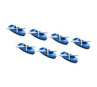 VICASKY 7pcs Miniature Blue Resin Boat Model with 2 Wooden Oars, DIY Beach Sandbox Decor Kit for Dollhouse and Ocean Scene Crafting