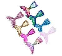 VICASKY 8 Pcs Mermaid Tail Hair Clips for Girl with Sequins Decorative Effect, Fabric and Metal Material, Cute Hair Accessories for Daily Use Or Christmas Party