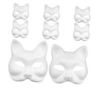 VICASKY 8pcs DIY Unpainted Animal Masks Lightweight Paper Pulp Fox Cat Blank Masquerade Masks for Crafts Halloween Cosplay Party Decorations for Adults