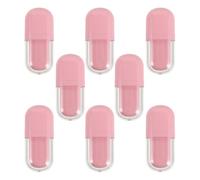 VICASKY 8pcs Empty Lip Gloss Tubes 3ml Oval Refillable Lip Balm Containers with Applicator Wand for Travel Makeup Routines Stylish Plastic Cosmetic Bottles in Pink
