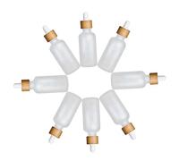 VICASKY 8Pcs Frosted Glass Essential Oil Bottles with Bamboo Ring Dropper Portable Refillable Containers for Aromatherapy Travel Cosmetic Liquid Storage