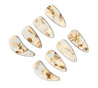 VICASKY 8pcs Guzheng Finger Picks Large Size Double Arc Professional Polymer Nail Covers Tea Color Guzheng Accessories Fingertip Protection for Adult and Practice